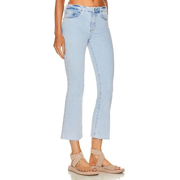 NEW Frame Le Crop Mini Bootcut Atwood Light Denim Raw Hem High Waisted Jean - Picture 1 of 10